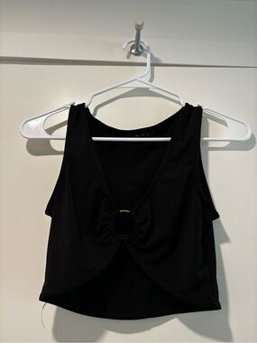 Women's Black Crop Tank with Front Ring Detail